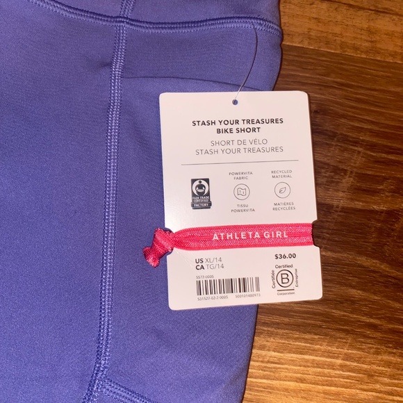 Athleta Stash Your Treasures Bike Shorts set of 2 Pink & Purple NWT XL/14 - Picture 2 of 9
